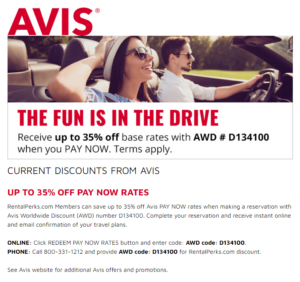 Avis Car Rental Coupon Code 30% Off - December 2023